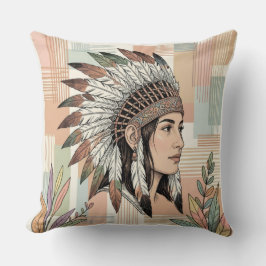 Cojín Decorativo Mujer heroína nativa americana