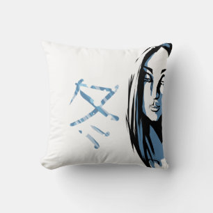 Cojín Decorativo Mujer japonesa con kanji de invierno
