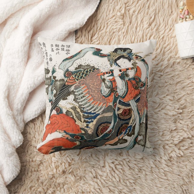 Cojín Decorativo Mujer japonesa jugando a la flauta (Manta)