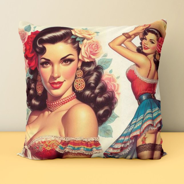 Cojín Decorativo Mujer mexicana de belleza retro (Subido por el creador)