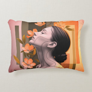 Cojín Decorativo Mujer minimalista con elegancia botánica