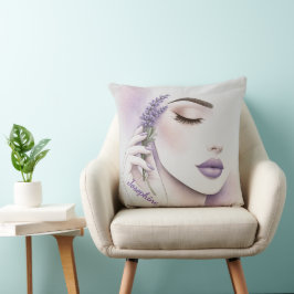 Cojín Decorativo Mujer morada lavanda personalizada Elegante Bellez