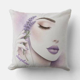 Cojín Decorativo Mujer morada lavanda personalizada Elegante Bellez