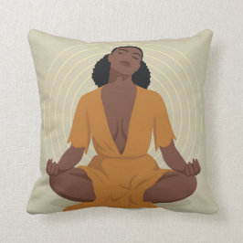 Cojín Decorativo Mujer negra meditando, estilo boho