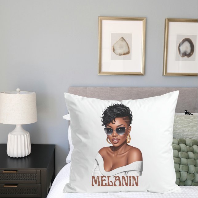 Cojín Decorativo Mujer negra simple de melanina (Subido por el creador)