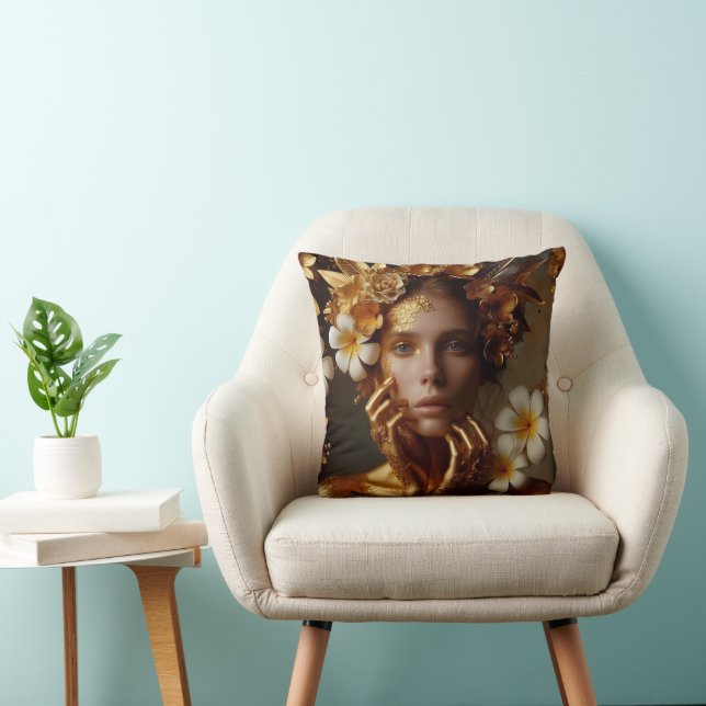 Cojín Decorativo Mujer pre-rafaelita dorada 3 (Silla)