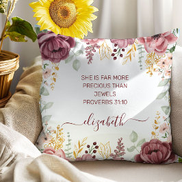 Cojín Decorativo Mujer Proverbios 31 elegante flor rosa pastel