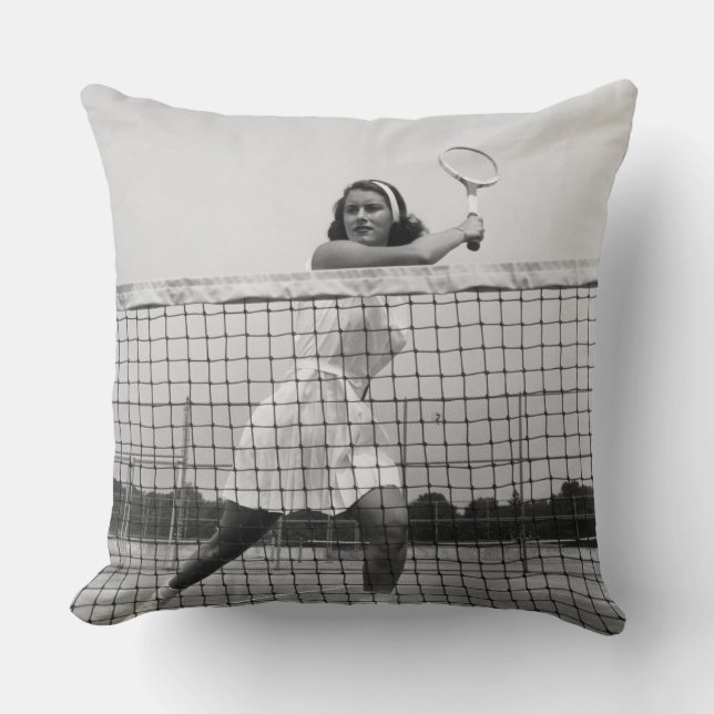 Cojín Decorativo Mujer que juega a tenis (Anverso)