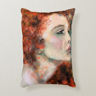 Cojín Decorativo Mujer Redhead de bonito - Pintura Original Resumen