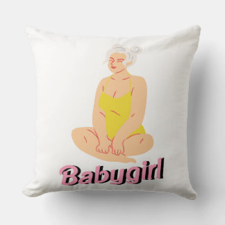 Cojín Decorativo Mujer sentada en traje de baño amarillo Babygirl