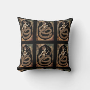 Cojín Decorativo Mujer Serpiente Mística – Deco de Fantasía de Mito