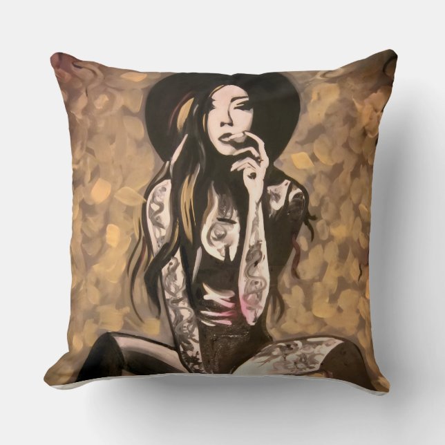 Cojín Decorativo mujer sueño dorado (Anverso)