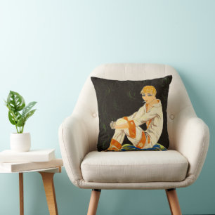 Cojín Decorativo Mujer Vintage Art Deco, Fumando de S. Chompre