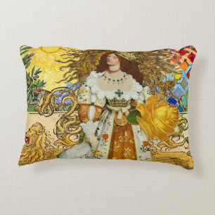 Cojín Decorativo Mujer Vintage Sol Dorado: Arte Collage Zodiaco Leo
