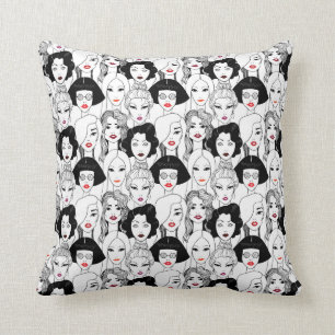 Cojín Decorativo Mujeres con el modelo del lápiz labial