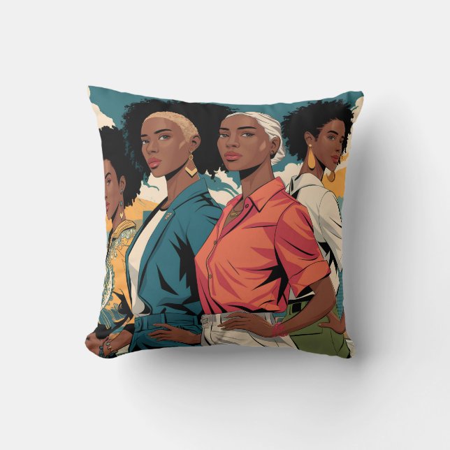 Cojín Decorativo Mujeres empoderadas en la moda urbana (Anverso)