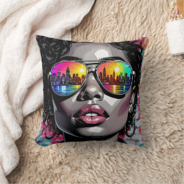 Cojín Decorativo Mujeres negras con gafas de sol en la ciudad