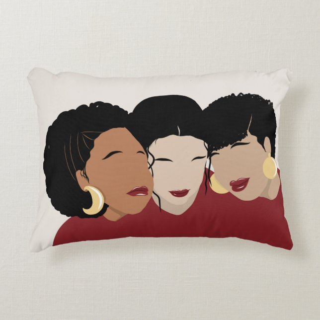 Cojín Decorativo Mujeres negras, hermanas amigas (Anverso)