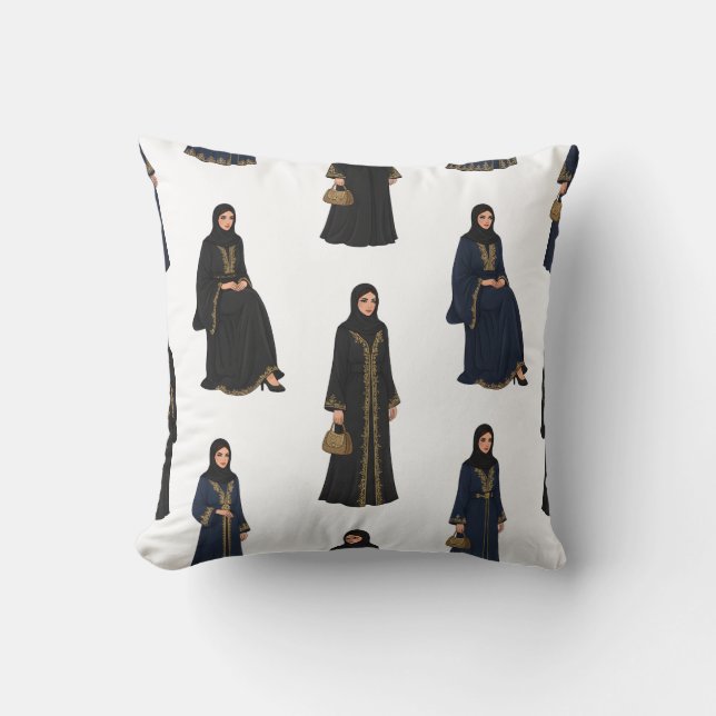 Cojín Decorativo Mujeres sauditas en Abayas (Anverso)