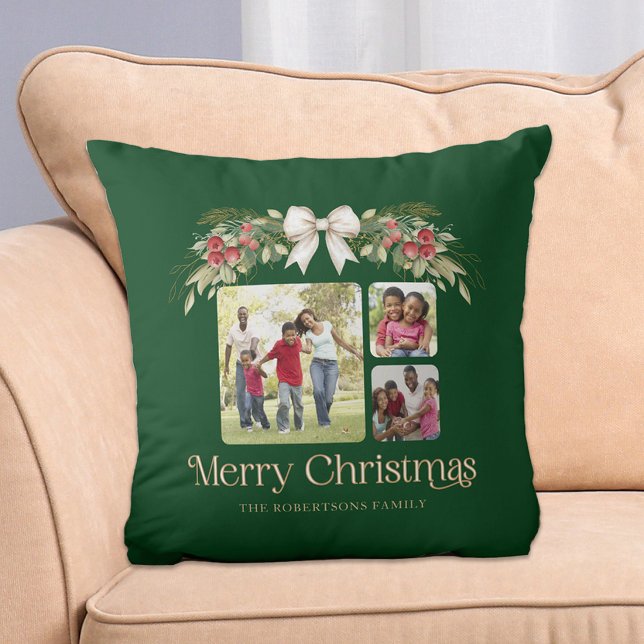 Cojín Decorativo Multi Foto Moderno Script Feliz Navidad (Subido por el creador)