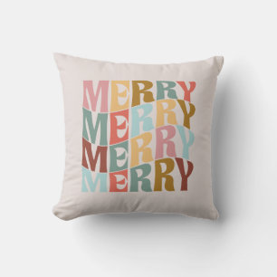 Cojín Decorativo Multicolor Pastel Retro Wave Boho Xmas Merry