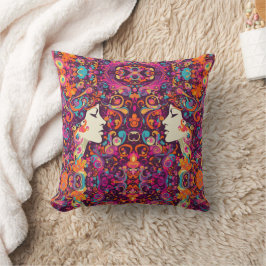 Cojín Decorativo Multicolor Retro Hippie Boho style Throw Pillow