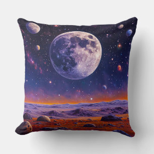 Cojín Decorativo Múltiples Lunas Sobre una Superficie Marciana