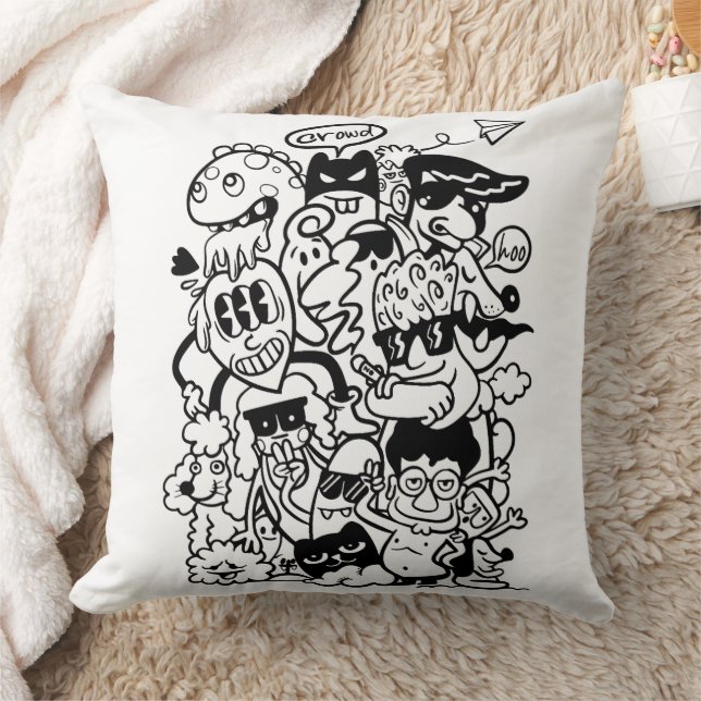 Cojín Decorativo Multitud de personajes de caricatura quirky (Manta)