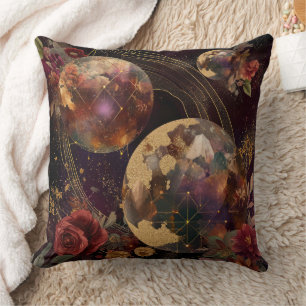Cojín Decorativo Mundo de Cristal Celeste Galaxia Púrpura Dorada