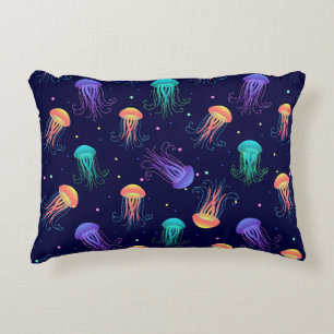 Cojín Decorativo Mundo de las medusas submarinas: patrón brillante.