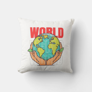 Cojín Decorativo Mundo – Diseño de Globo de Aventura de Viaje