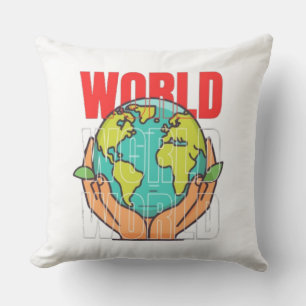 Cojín Decorativo Mundo – Diseño de Globo de Aventura de Viaje