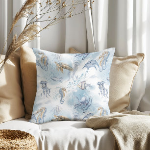 Cojín Decorativo Mundo submarino caprichoso - Patrón de criaturas m