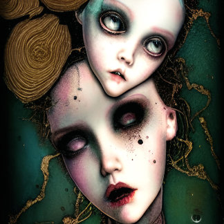 Cojín Decorativo Muñeca espeluznante lidera arte de terror