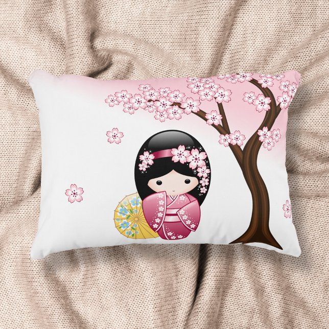 Cojín Decorativo Muñeca Kokeshi de primavera - Chica Geisha japonés (Subido por el creador)