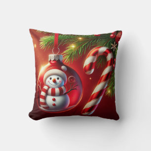 Cojín Decorativo Muñeco de nieve alegre
