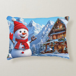 Cojín Decorativo Muñeco de nieve alegre