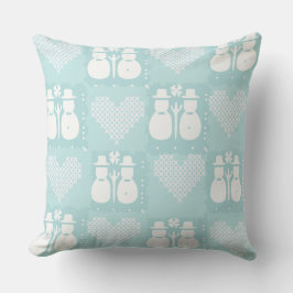 Cojín Decorativo Muñeco de nieve azul bonito
