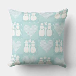 Cojín Decorativo Muñeco de nieve azul bonito