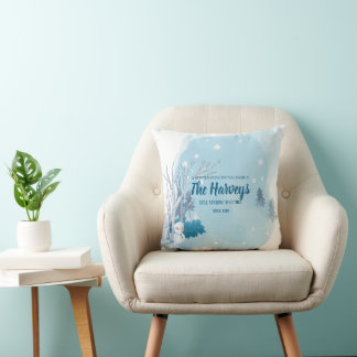 Cojín Decorativo Muñeco de Nieve Bosque Invernal Familia Personaliz