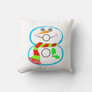 Cojín Decorativo Muñeco de nieve Bufanda Roja Verde Navidad Hogar F