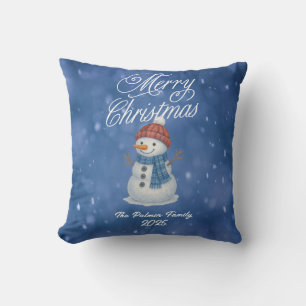 Cojín Decorativo Muñeco de Nieve Caprichoso Feliz Navidad