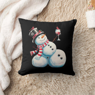 Cojín Decorativo Muñeco de Nieve con Regalo de Navidad Divertido de