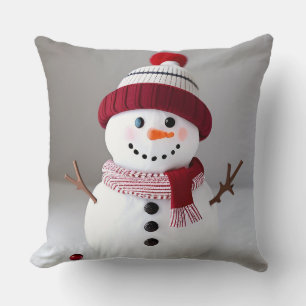 Cojín Decorativo Muñeco de nieve con sombrero lindo