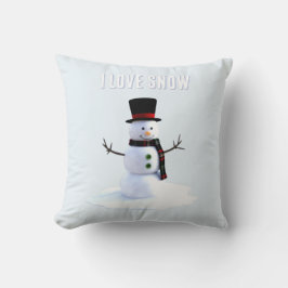 Cojín Decorativo Muñeco de nieve con sombrero y bufanda. Me encanta