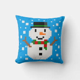 Cojín Decorativo Muñeco de nieve de arte de píxeles