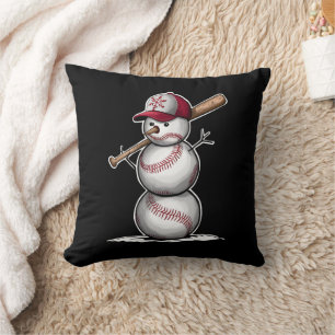 Cojín Decorativo Muñeco de nieve de béisbol Bolas Nieve Navidad Reg
