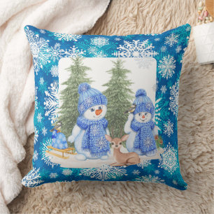 Cojín Decorativo Muñeco de nieve de invierno 