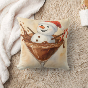 Cojín Decorativo Muñeco de Nieve de Navidad en un Martini de Chocol