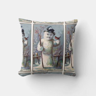 Cojín Decorativo Muñeco de nieve del vintage con el modelo del